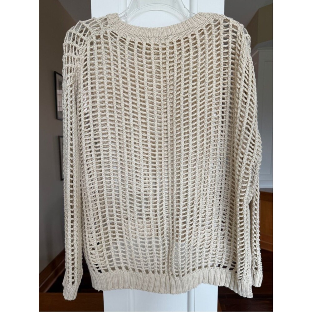 Urban Daizy Large Light Cream Open-Knit Cotton Summer Women's Sweater - Picture 2 of 12
